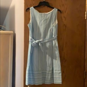 Summer dress light blue and thin white stripes